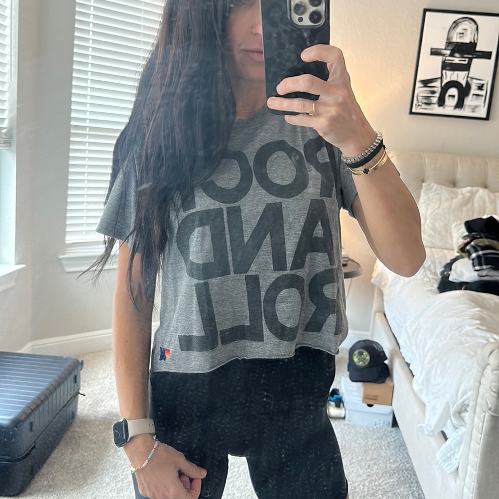 Heather Gray medium Aviator Nation Crop tee